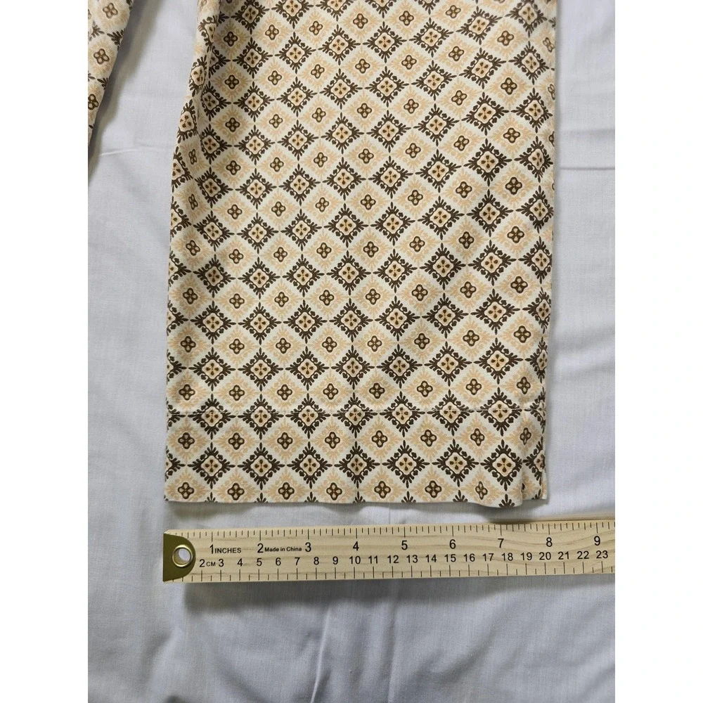 Talbots‎ Capri Pants Womens 10P Brown Tan Geometric Stretch Crop Petite Print